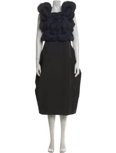 Pre-owned Comme Des Garçons Square Neckline Midi Length Dress In Black