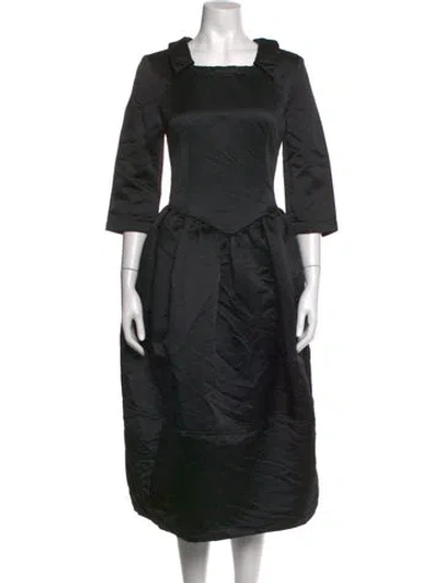 Pre-owned Comme Des Garçons Square Neckline Midi Length Dress In Black