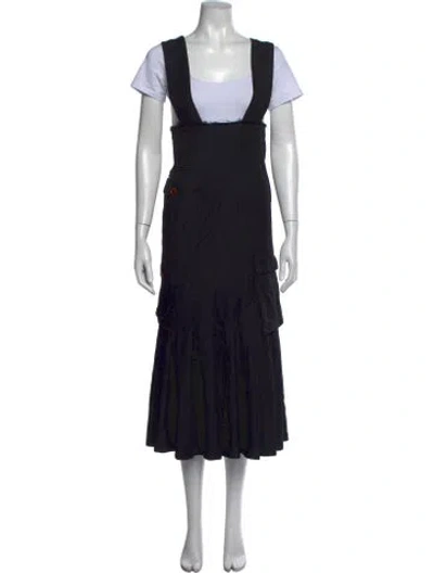 Pre-owned Comme Des Garçons Square Neckline Midi Length Dress In Black