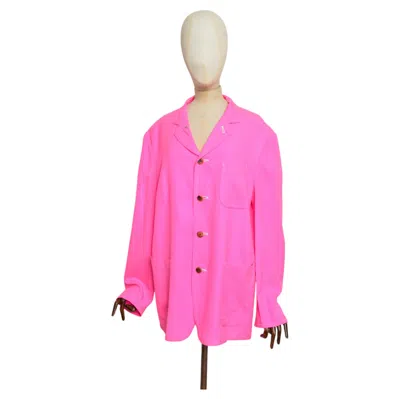 Pre-owned Comme Des Garçons S/s 2001  Homme Vintage Neon Pink Unlined Blazer Jacket