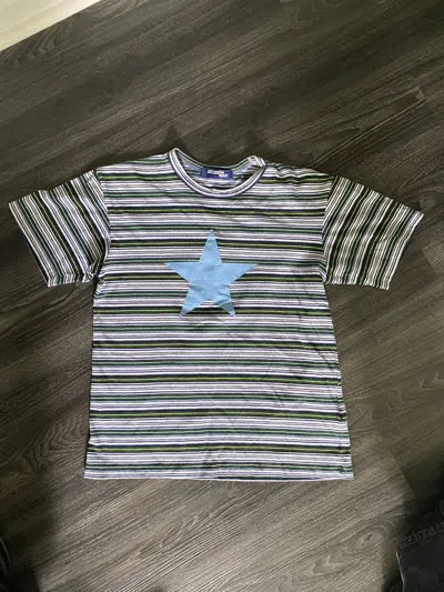 Pre-owned Comme Des Garçons Ss03 Striped Star T-shirt In Blue
