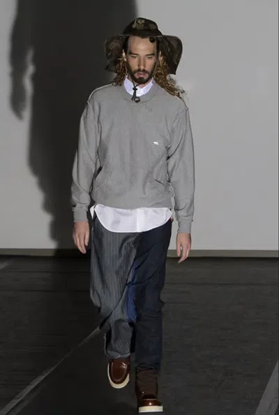 Pre-owned Comme Des Garçons Ss13 Runway Drop Crotch Asymmetric Two Tone Jeans In Blue