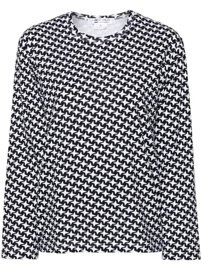 Comme Des Garçons Star-print Knitted T-shirt In Black