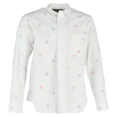 Comme Des Garçons Star Printed Long Sleeve Shirt In White Cotton