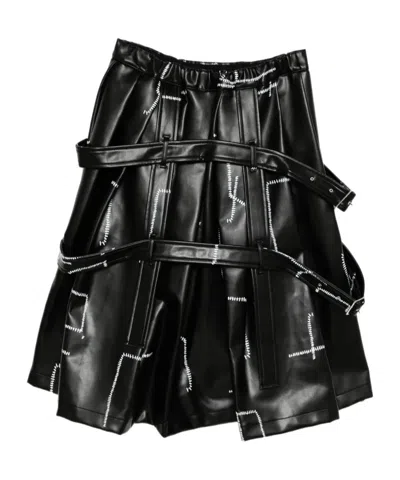 Comme Des Garçons Stitch Detail-printed Skirt In Black