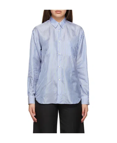 Comme Des Garçons Straight Stripe Printed Shirt In Blue