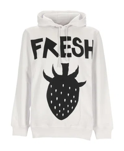 Comme Des Garçons Strawberry-print Cotton Hoodie In White