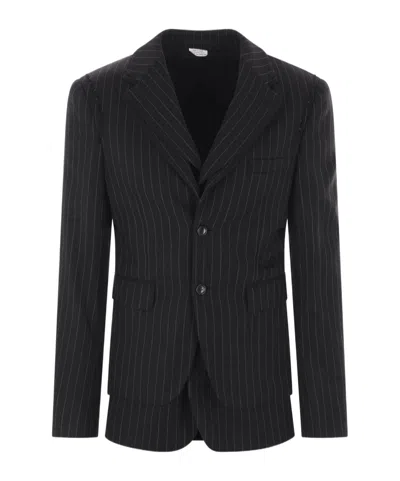 Comme Des Garçons Striped Blazer In Black