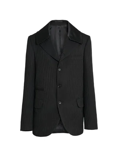 Comme Des Garçons Striped Blazer In Black