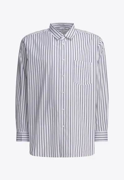 Comme Des Garçons Classic Striped Button-down Shirt In White