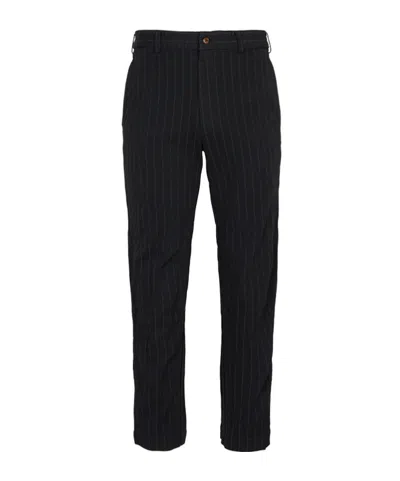 Comme Des Garçons Striped Casual Pants In Black