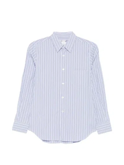 Comme Des Garçons Striped Chest-pocket Shirt In Blue