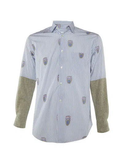 Pre-owned Comme Des Garçons Striped Contrast-sleeve Shirt In White