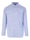 Comme Des Garçons Striped Cotton Shirt In Blue