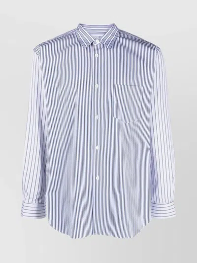 Comme Des Garçons Striped Cotton Shirt Buttoned Cuffs In White