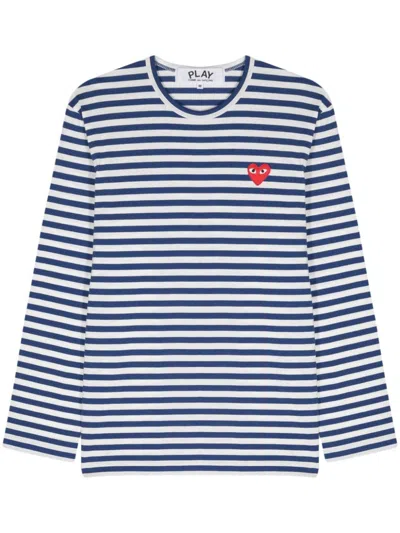 Comme Des Garçons Comme Des Garcons Striped Cotton T Shirt In Blue