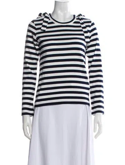 Pre-owned Comme Des Garçons Striped Crew Neck Top In Blue