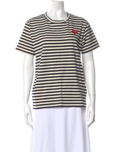 Pre-owned Comme Des Garçons Striped Crew Neck T-shirt In Blue
