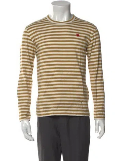 Pre-owned Comme Des Garçons Striped Crew Neck T-shirt In Gold