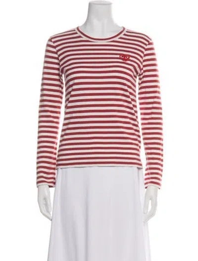 Pre-owned Comme Des Garçons Striped Crew Neck T-shirt In Red