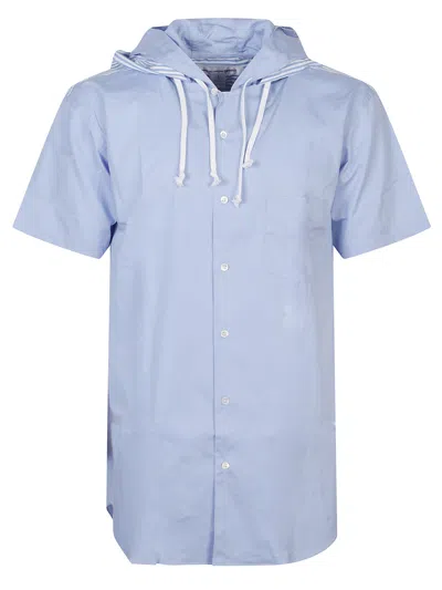 Comme Des Garçons Comme Des Garcons Striped Hooded Shirt In Blue