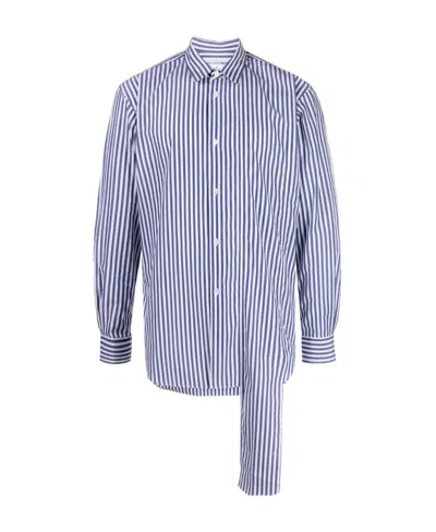 Comme Des Garçons Striped Layered Cotton Shirt In Purple