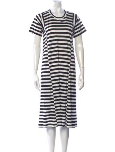 Pre-owned Comme Des Garçons Striped Long Dress In White