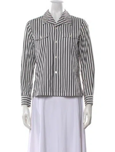 Pre-owned Comme Des Garçons Striped Long Sleeve Button-up Top In Gray