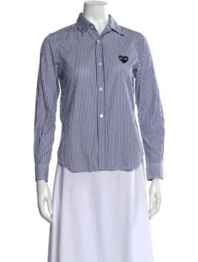 Pre-owned Comme Des Garçons Striped Long Sleeve Button-up Top In Multi