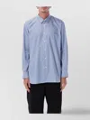 Comme Des Garçons Striped Long Sleeve Shirt Featuring Chest Pocket In Blue