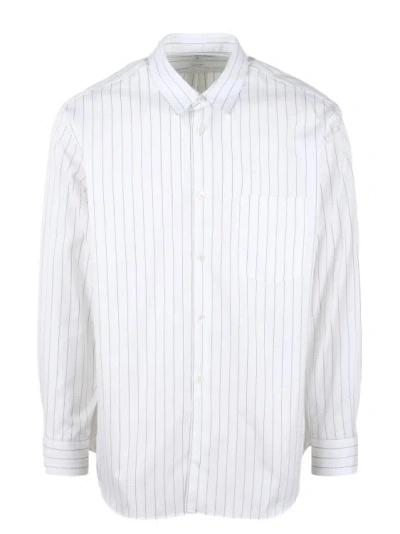 Comme Des Garçons Striped Long Sleeve Shirt In White