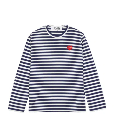 Comme Des Garçons Striped Long-sleeved T-shirt In Blue