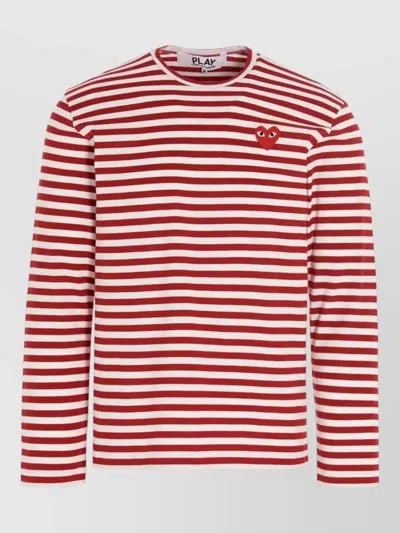 Comme Des Garçons Striped Long-sleeve Cotton T-shirt In Red