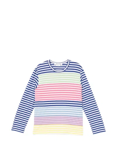 Comme Des Garçons Striped Long-sleeve Top In Blue