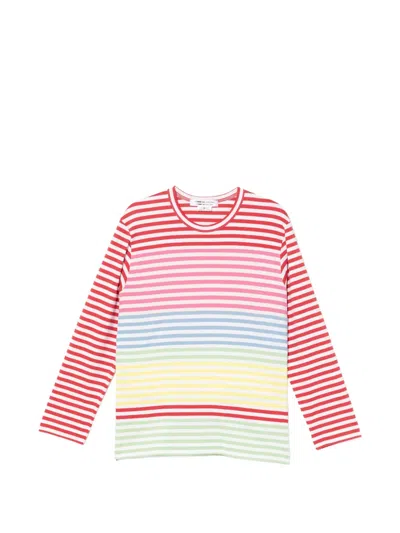 Comme Des Garçons Striped Long-sleeved Top In Multi