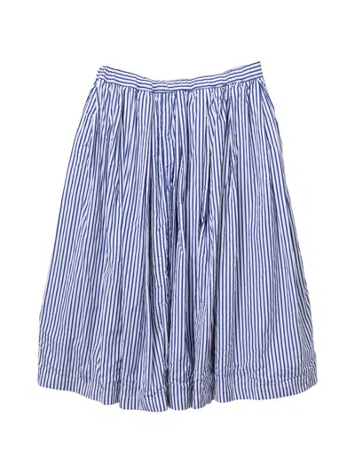 Comme Des Garçons Striped Midi Skirt In Blue