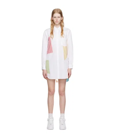 Comme Des Garçons Striped Mini Dress In White