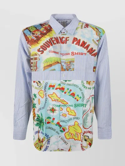 COMME DES GARÇONS STRIPED PATCHWORK SHIRT GRAPHIC PRINT
