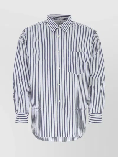 Comme Des Garçons Striped Pattern Shirt Chest Pocket In White