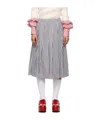 Comme Des Garçons Striped Pleated Cotton Skirt In White