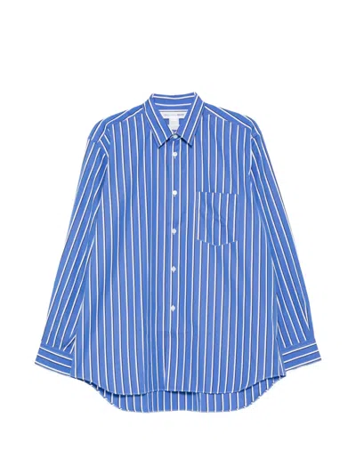 Comme Des Garçons Striped Pocket Shirt In Blue