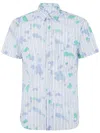 Comme Des Garçons Cotton Shirt With Printed Halo Stripe In Clear Blue