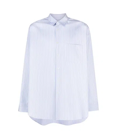 Comme Des Garçons Striped Poplin Shirt In White