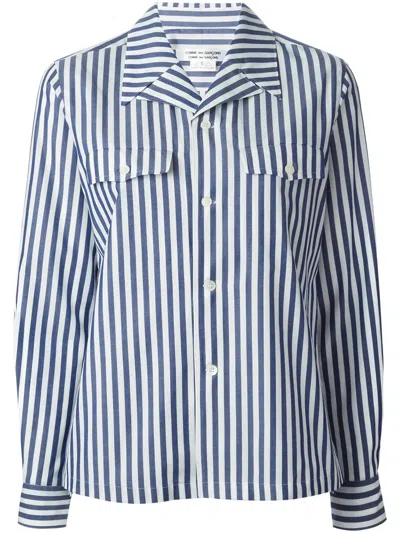 Comme Des Garçons Striped Shirt In Blue