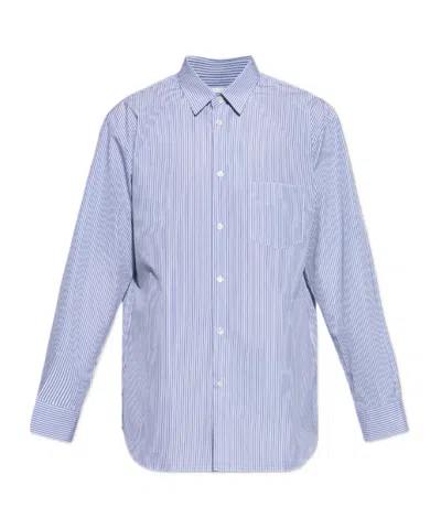 Comme Des Garçons Striped Shirt In Blue