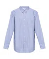 Comme Des Garçons Striped Buttoned Shirt In Blue