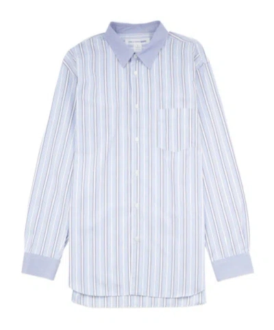 Comme Des Garçons Striped Shirt In Blue