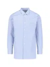 Comme Des Garçons Striped Pattern Shirt Collar Button-down In Clear Blue