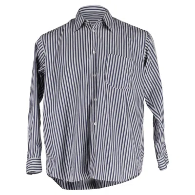 Comme Des Garçons Striped Shirt In Black And White Cotton In Blue