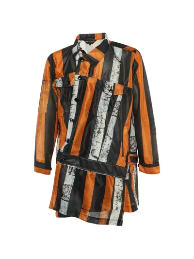 Pre-owned Comme Des Garçons Striped Shirt Jacket In Orange